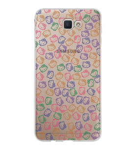 Samsung Galaxy J7 Prime Kapak Hello Kitty Tasarımlı Şeffaf Silikon Kılıf