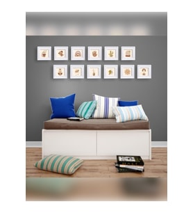 Yapışkanlı Sök-Tak Paspartulu 14x14cm Beyaz Pola Kare Fotoğraf Çerçevesi - 6'lı PaketPaket PVC Li