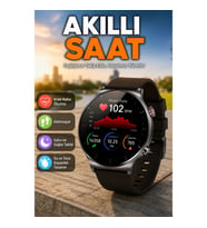 Bluetooth Görüşmeli Akıllı Saat Nabız Sensörlü Suya Dayanıklı Uzun Pil Ömürlü Siyah Kordon