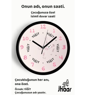 İsme Özel Sevimli Deniz Yıldızı Çocuk Odası Duvar Saati Orta Boy 30 cm Siyah Camlı Sessiz