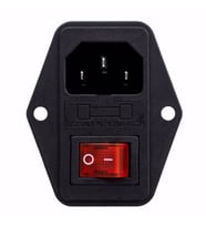 220V Erkek Power Soketi Sigorta Yuvalı ve Işıklı Açma Kapama Anahtarlı Kulaklıklı Montaj Tip