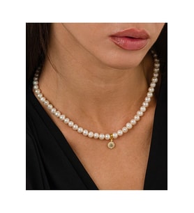 14 K Gold Kaplama 925 Ayar Gümüş Choker Doğal Inci Kolye