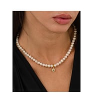 14 K Gold Kaplama 925 Ayar Gümüş Choker Doğal Inci Kolye