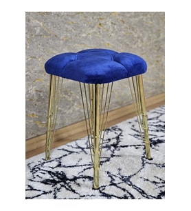 Kare Gold Kaplama Telli Ayaklı Tabure - Oturak - Bar Taburesi - Ayaklı Tabure Mavi Renk 48 x 33 Boyut/Ebat (Çok Renkli)
