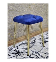 Kare Gold Kaplama Telli Ayaklı Tabure - Oturak - Bar Taburesi - Ayaklı Tabure Mavi Renk 48 x 33 Boyut/Ebat (Çok Renkli)