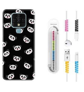 Tecno Camon 16 18P Pova 3 Pova Neo Kılıf Kablo Koruma Spiral Silikon Panda Suratları 1773