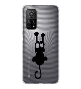 Xiaomi Mi 10 T Uyumlu Kapak Çizgi Kedi Tasarımlı Şeffaf Silikon Kılıf