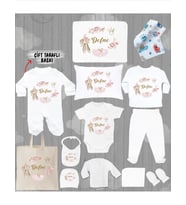 Minito Baby İsme Özel 13'lu Pamuklu Kız Bebek Hastane Çıkışı Seti_MT_287-13 (Krem)