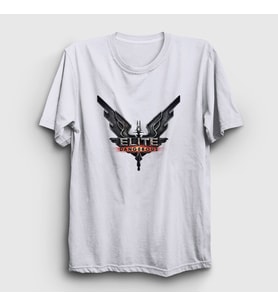 Presmono Unisex Beyaz Logo Oyun Elite Dangerous T-Shirt 511188tt