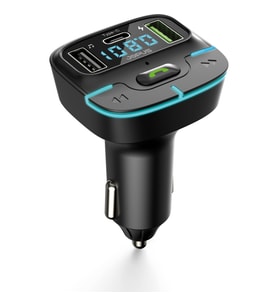 Araç Fm Mp3 Transmitter Bluetooth Araç Kiti USB Type-C Hızlı Şarj Çıkışlı Çakmaklık Şarj Aleti