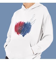 Bordo Mavi Fırtına Baskılı Kapşonlu Beyaz Unisex Sweatshirt HK2161