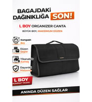 Oto Bagaj Organizer Bagaj Çantası L Boy Kaymaz Cırt Bantlı Velur Kompakt Düzenleyici - Siyah