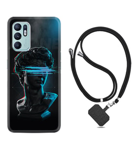 Oppo Reno 6 Kılıf Silikon Boyun Askılı İpli Desenli Silikon Alone 1668