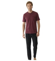 Donwear Erkek %100 Pamuk Penye Yazlık Kısa Kollu Pijama Takımı 26050643 (Bordo)