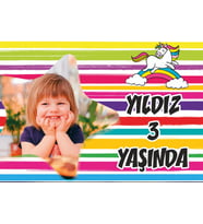 Yıldızı ve Unicorn Temalı Günü Afişi 35X50 cm