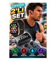 Akıllı Saat ve Kablosuz Kulaklık 2’li Set – Full Ekran, Bluetooth, Çağrı Destekli