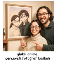 Ghipbli anime Tarzı Çizim, Karikatür Baskı, Kişiye Özel Resim fotoğraf, Çizgi Film, Aile, Sevgili, Karikatür Portre