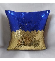 YILMAZHOME Pullu Payetli Kırlent Kılıfı - (Mavi-Gold)