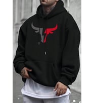 Boğa Tasarım Baskılı Unisex Oversize Sweatshirt (Siyah)