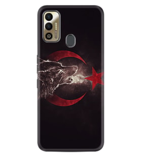 Tecno Sparrk 7T Kılıf Resimli Silikon Kılıf Kurt ve Ay Yıldız 1403