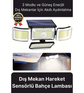 Ayarlanabilir 3 Modlu Solar Güneş Enerjili 122 Ledli Dış Mekan için Hareket Sensörlü Bahçe Lambası