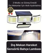 Ayarlanabilir 3 Modlu Solar Güneş Enerjili 122 Ledli Dış Mekan için Hareket Sensörlü Bahçe Lambası