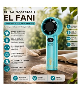 Kalemhane Ultra Güç El Fanı- 5 Kademeli  Yeşil