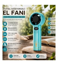 Kalemhane Ultra Güç El Fanı- 5 Kademeli  Yeşil