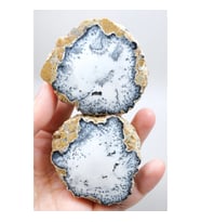 Dendritik Simya: Merlinit (Dendritik Opal) - Cilalı Çift