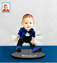 Kişiye Özel Erkek Bebek Karikatürlü Ahşap Biblo Model-2