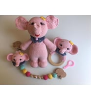Şirin Fil Yeni Doğan Takımı Amigurumi Organik Oyuncak
