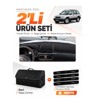 SUBARU FORESTER (1997-2002) Uyumlu Torpido Örtüsü + Deri Bagaj Çantası + Sticker Seti - Siyah