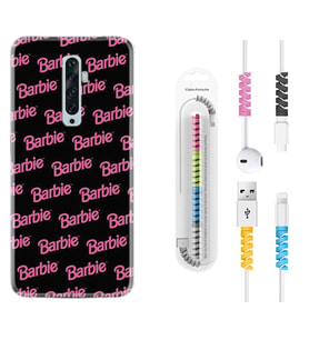 Oppo Reno 2Z 4 Lite 4 Pro 5 6 7 A31 Kılıf Kablo Koruma Spiral Silikon Barbie 1404
