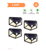 Trendpoint 4Adet 100 Ledli Hareket Sensörlü Güneş Enerjili Solar Bahçe Lambası Led Şarj Olabilen