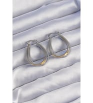 Pirinç Gold Gümüş Renkli Oval Çoklu Görünümlü Küpe 5886 - HEP-7343-2265