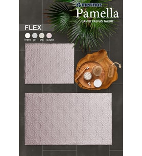Merinos Pamella 2 Li Banyo Paspas Takımı Flex Pudra