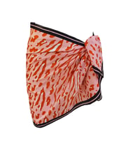 Kısa Pareo - Kırmızı Geometrik Model 150x50 Cm (Çok Renkli)