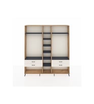 Arges Dolap 10 Raflı 4 Çekmeceli 2 Askılı 220x30x243 Çam-Antrasit/Aytaşı