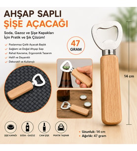 Ivory Açacak Ahşap Saplı Şişe Açacağı Kapak Açıcı Soda , Gazoz Açacağı Şişe Açacak