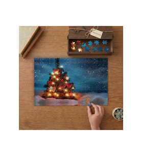 Yılbaşı Ağacı Tasarımı 240 parça Ahşap Puzzle Ahşap Kutuda MP02152