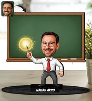 BK Gift Kişiye Özel Erkek Öğretmen Tasarımlı Karikatür Biblo -24, Öğretmene Hediye, Öğretmenler Günü Hediyesi