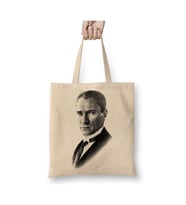 Mustafa Kemal Atatürk 02 Beyaz Bez Çanta Uzun Saplı Alışveriş Çantası Plaj Çantası