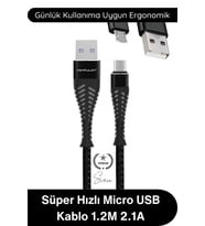#ŞarjKablo Süper Hızlı Destekleyici S61 Micro USB Kablo 1.2M 2.1A Hızlı Şarj Veri Aktarım Naylon Örg