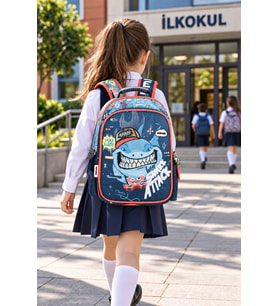 Köpekbalığı Deniz Canlısı Shark Sırt Çantası İlkokul Öğrenci Okul Çantası 42 x 30 x 18 cm