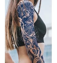 GZQB-056 YARI KALICI KURUKAFA KRAL VE KADIN DESEN KOL DÖVMESİ-TATTO