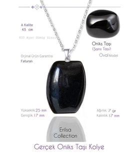 Sertifikalı Oval Model Gerçek Oniks Taşı Kolye (Çok Renkli)