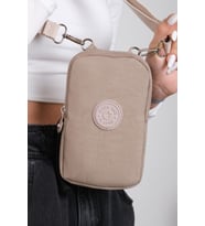 M 226 Mega Bag Krinkıl Kumaş Unisex Küçük Omuz Çantası, Telefonluk (Açık Vizon)