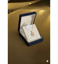 (PREMİUM IŞIKLI KUTULU) 925 Ayar Gümüş Pembe Taşlı 18 Ayar Gold Kaplama Lotus Çiçeği Kadın Kolye