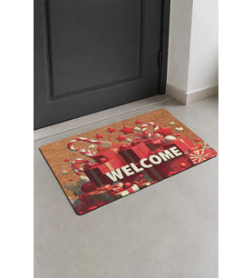 Valerine Life Kapı Önü Paspası 45x70cm Kaymaz Taban Dekoratif iç Dış Mekan Yılbaşı Şemsiye Şekeri