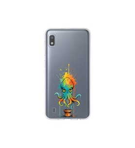 Samsung Galaxy A10 ile uyumlu Splash ahtapot tasarımlı şeffaf silikon kılıf
